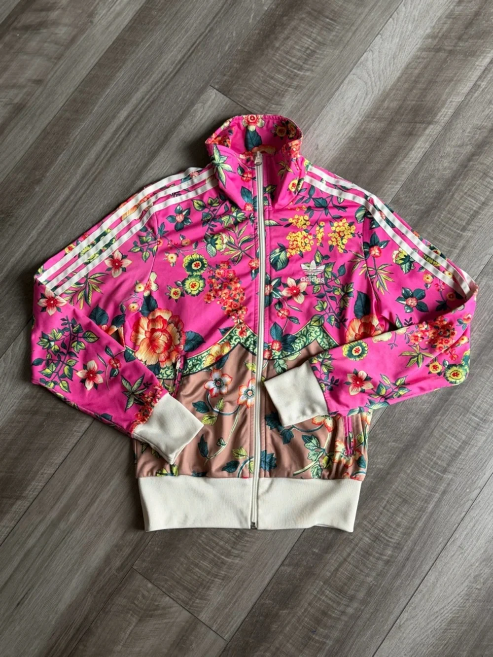 ADIDAS FARM RIO Jacket Women 34/XS JARDINETO Floral Firebird Trefoil - Picture 2 of 9